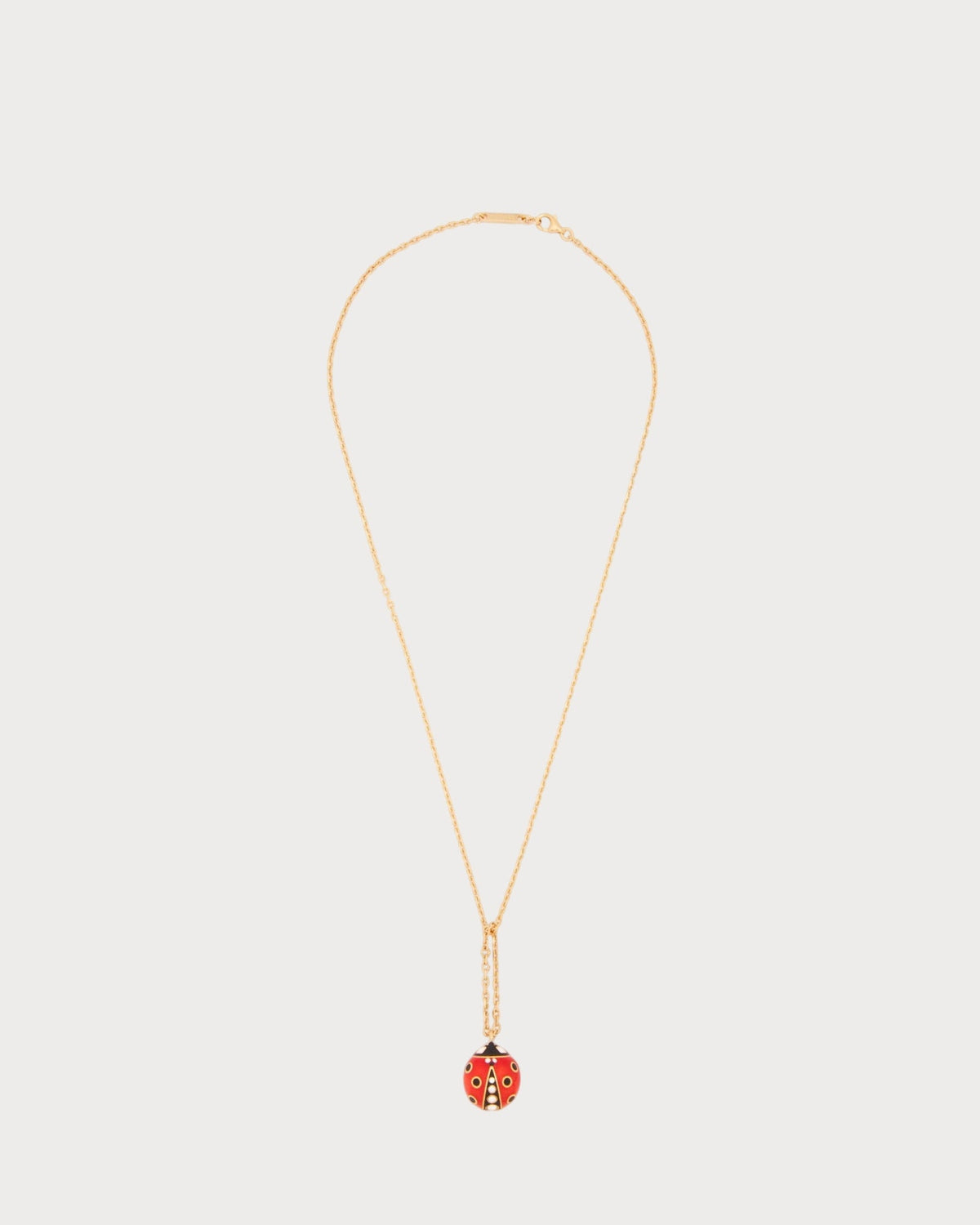 LOEWE Dangling Ladybug Necklace in Sterling Silver Enamel and Crystals(Gold)