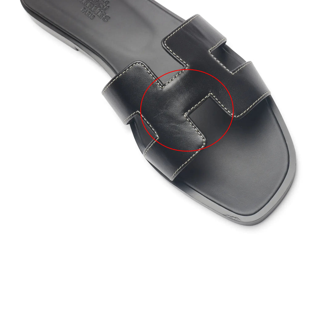 Hermes Paris Oran Black Sandal (Minor Dents)