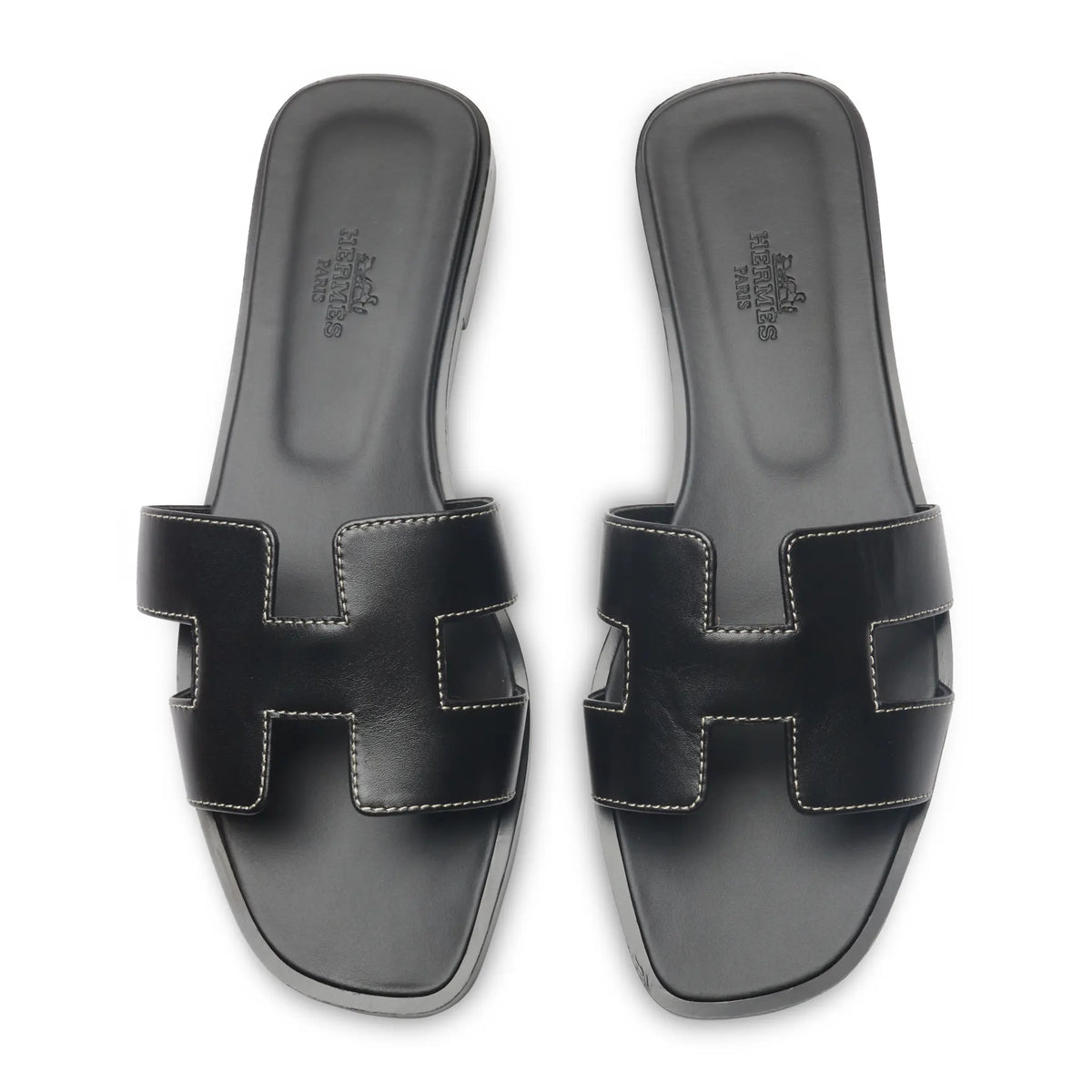 Hermes Paris Oran Black Sandal (Minor Dents)