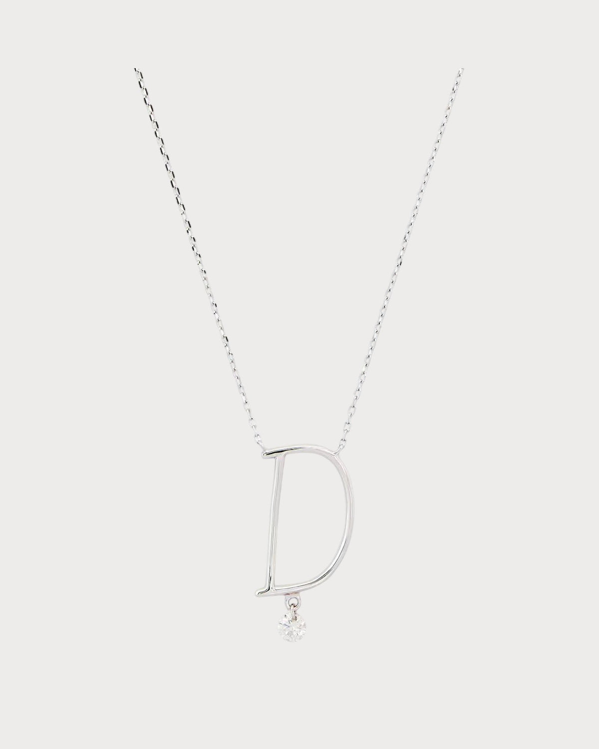 PERSEE White Gold and Diamond Alphabet D Necklace(White Gold)