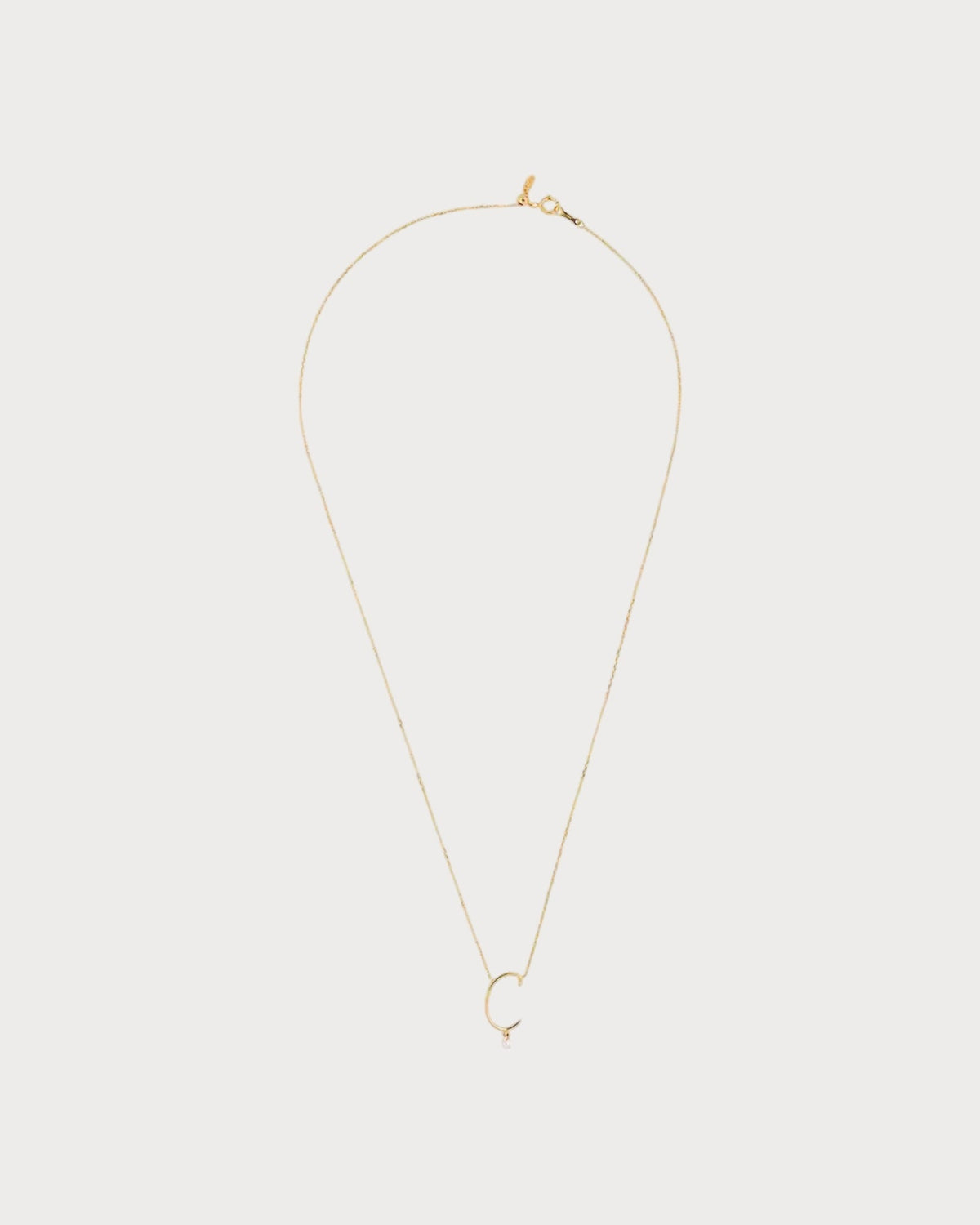PERSEE Yellow Gold and Diamond Alphabet C Necklace(Yellow Gold)